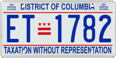 DC license plate ET1782