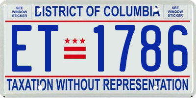 DC license plate ET1786