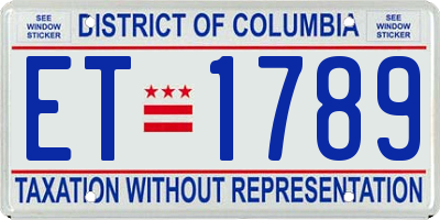 DC license plate ET1789