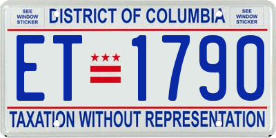 DC license plate ET1790