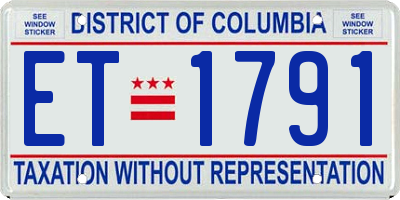 DC license plate ET1791