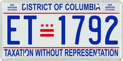 DC license plate ET1792