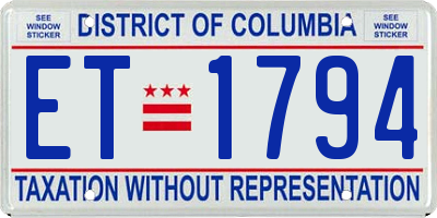 DC license plate ET1794