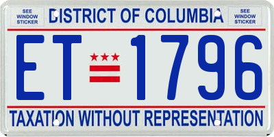 DC license plate ET1796