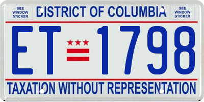 DC license plate ET1798