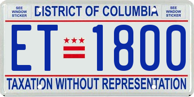 DC license plate ET1800