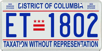 DC license plate ET1802