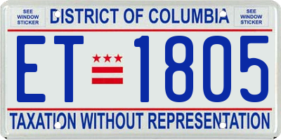 DC license plate ET1805