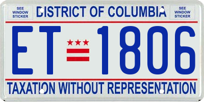 DC license plate ET1806