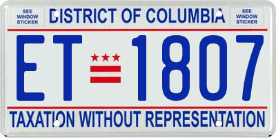 DC license plate ET1807