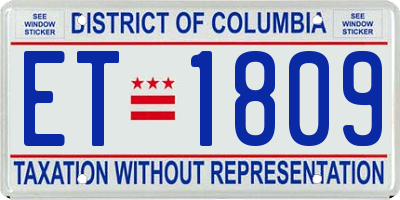 DC license plate ET1809