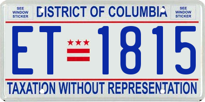 DC license plate ET1815
