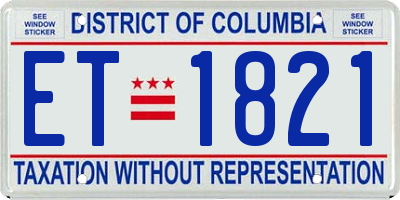 DC license plate ET1821