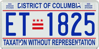DC license plate ET1825