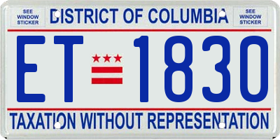 DC license plate ET1830