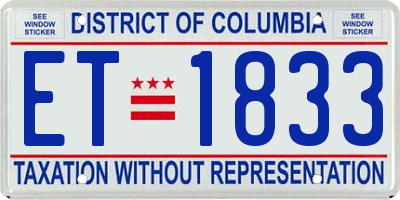 DC license plate ET1833
