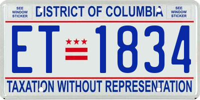 DC license plate ET1834