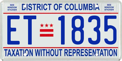DC license plate ET1835