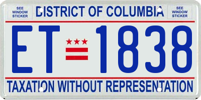 DC license plate ET1838