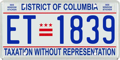 DC license plate ET1839