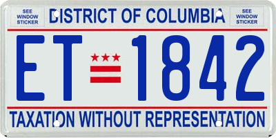 DC license plate ET1842