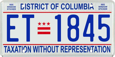 DC license plate ET1845