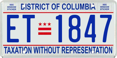 DC license plate ET1847