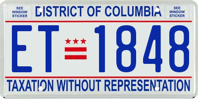 DC license plate ET1848