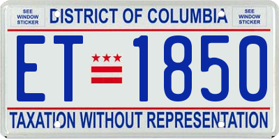 DC license plate ET1850