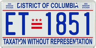 DC license plate ET1851