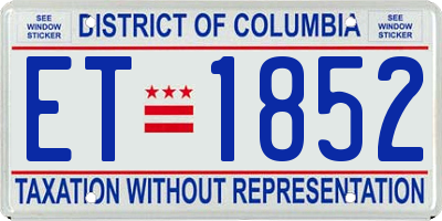 DC license plate ET1852