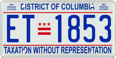 DC license plate ET1853