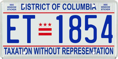 DC license plate ET1854