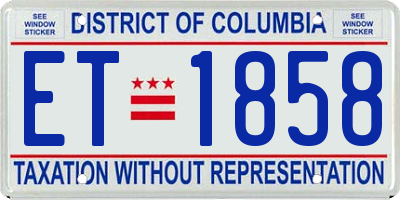 DC license plate ET1858