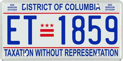 DC license plate ET1859