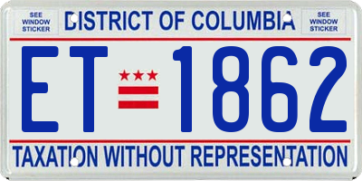 DC license plate ET1862