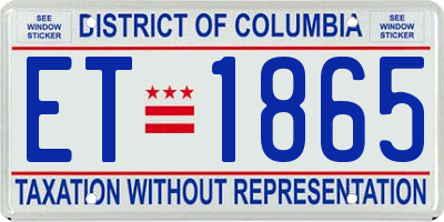 DC license plate ET1865