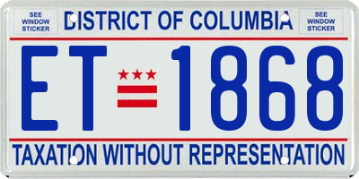 DC license plate ET1868