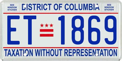 DC license plate ET1869