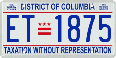 DC license plate ET1875