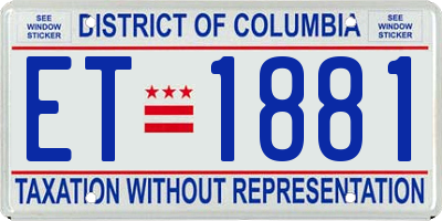 DC license plate ET1881