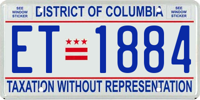 DC license plate ET1884