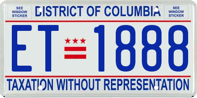 DC license plate ET1888