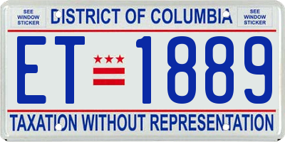 DC license plate ET1889