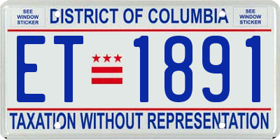 DC license plate ET1891
