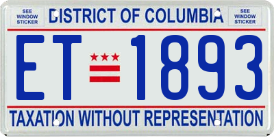 DC license plate ET1893