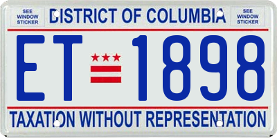 DC license plate ET1898