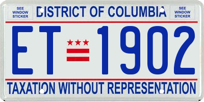DC license plate ET1902