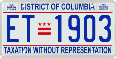 DC license plate ET1903