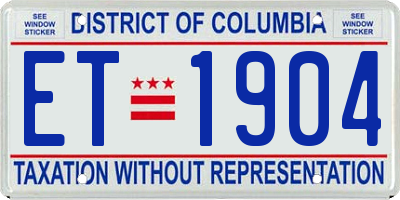 DC license plate ET1904